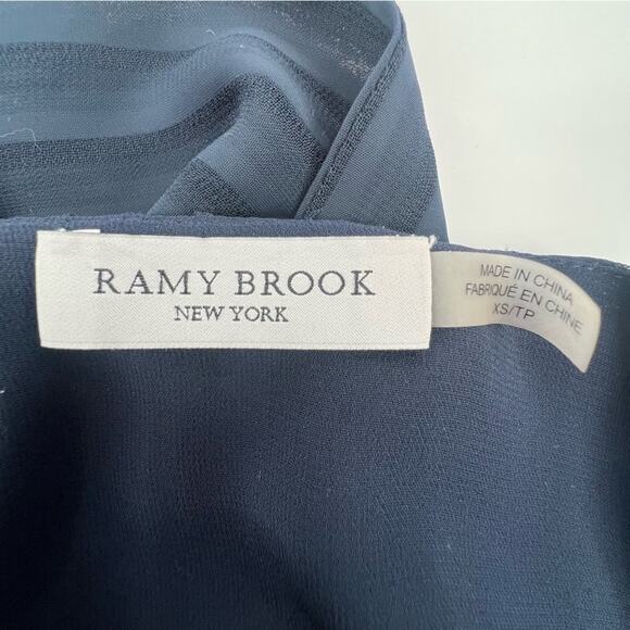 Ramy Brook shadow stripe Reed wrap dress navy sz XS - Picture 5 of 6